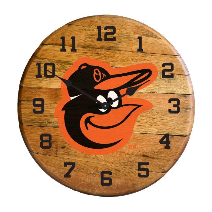 Baltimore Orioles Oak Barrel Clock - Image 2