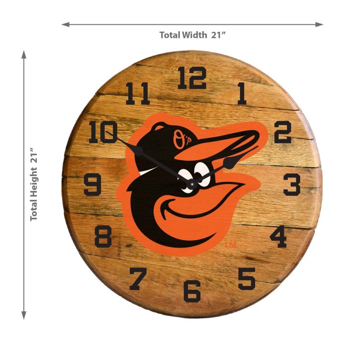 Baltimore Orioles Oak Barrel Clock - Image 3