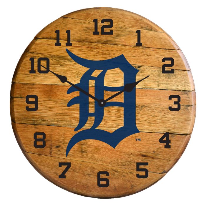 Detroit Tigers Oak Barrel Clock - Image 2