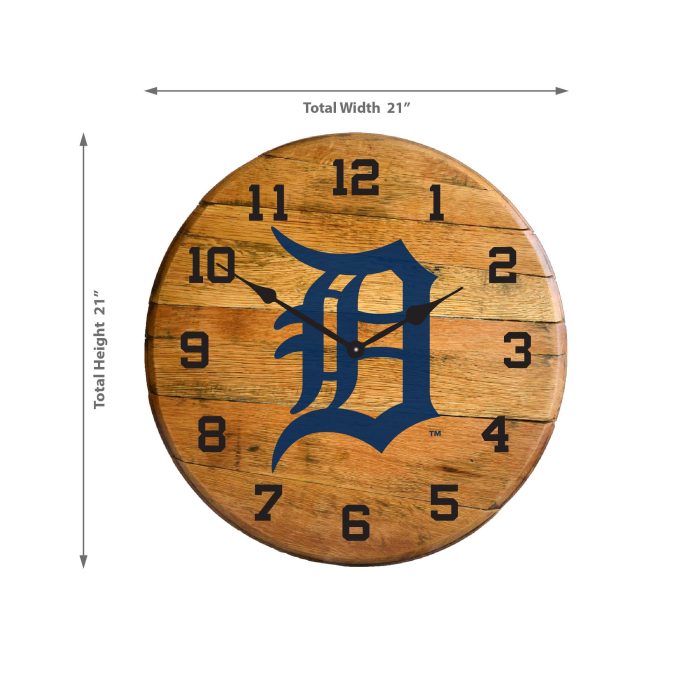 Detroit Tigers Oak Barrel Clock - Image 3