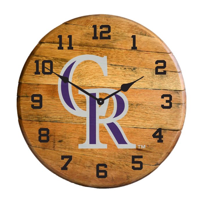 Colorado Rockies Oak Barrel Clock - Image 2