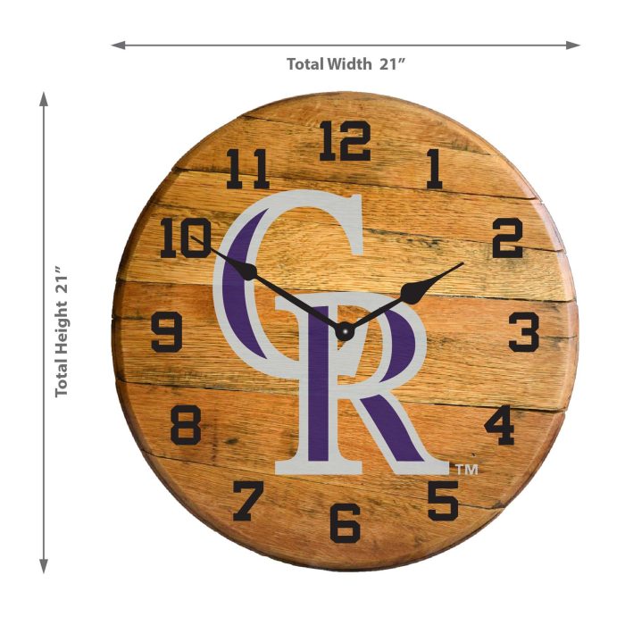 Colorado Rockies Oak Barrel Clock - Image 3