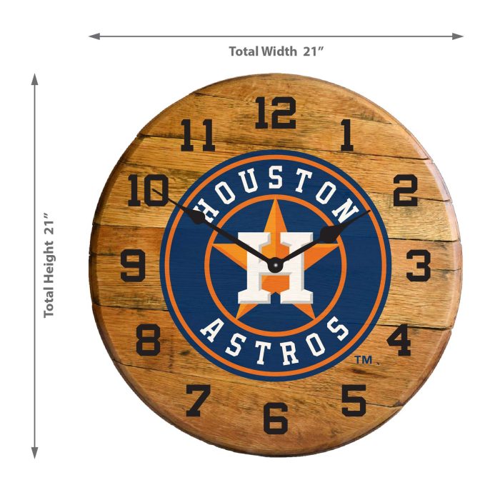 Houston Astros Oak Barrel Clock - Image 3
