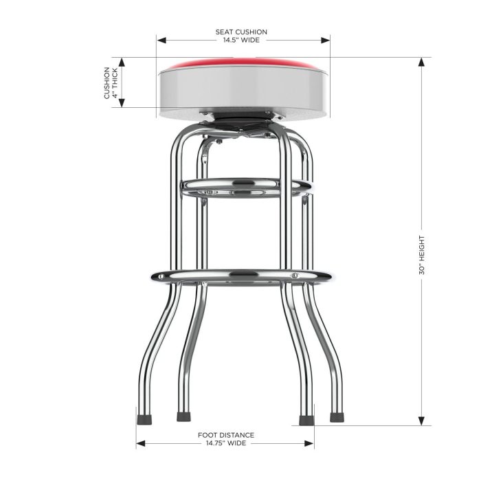 Detroit Red Wings Chrome Bar Stool - Image 4
