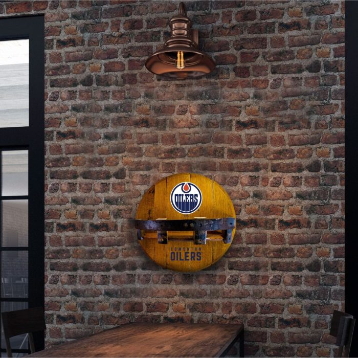 Edmonton Oilers Oak Bar Shelf - Image 4