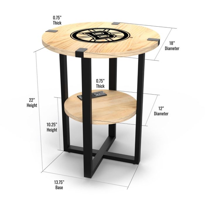 Boston Bruins Side Table with Charger - Image 6