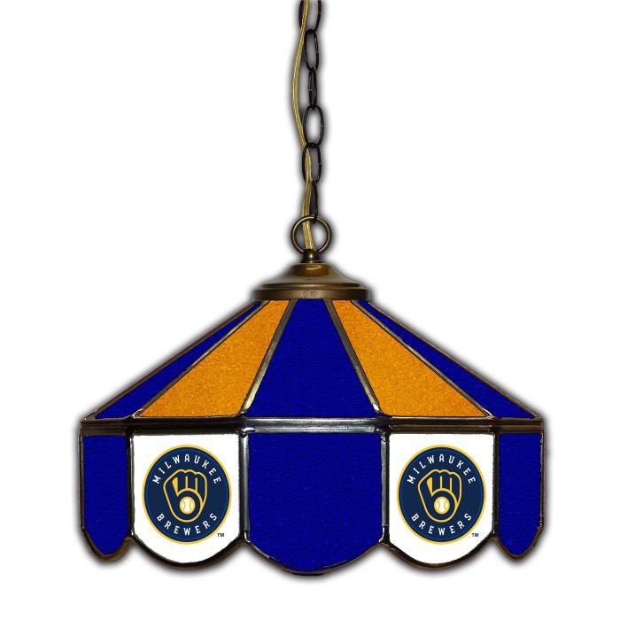 Milwaukee Brewers 14 inch Stained Glass Pub Light - Image 2