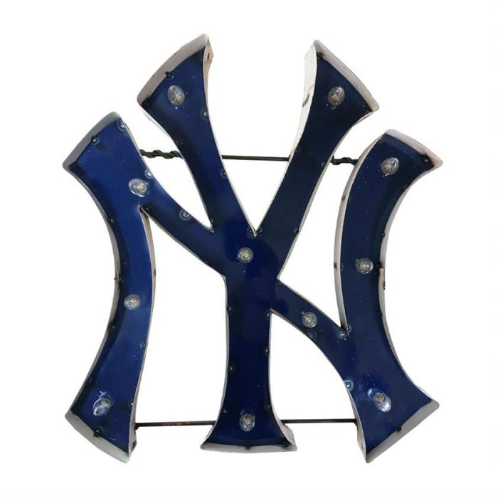 New York Yankees Recycled Metal Logo Lighted Sign - Image 2