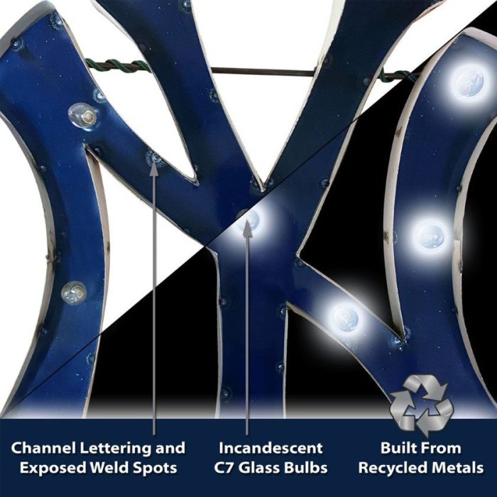New York Yankees Recycled Metal Logo Lighted Sign - Image 4