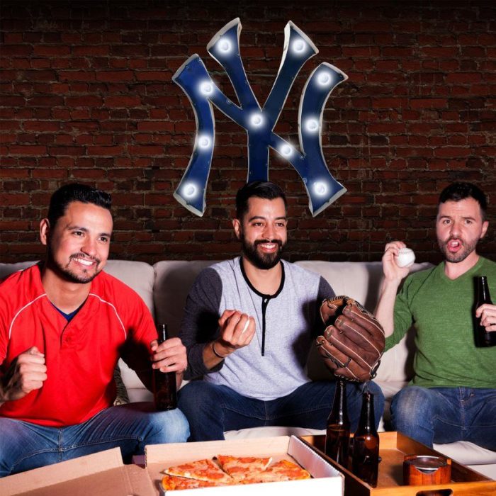 New York Yankees Recycled Metal Logo Lighted Sign - Image 5