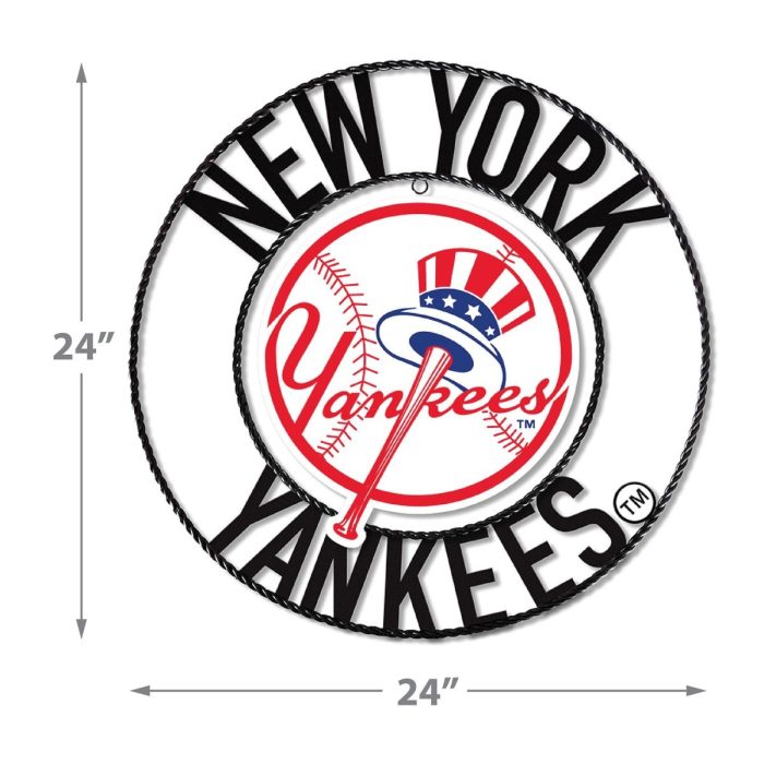 New York Yankees 24 inch Wrought Iron Wall Art - Image 3