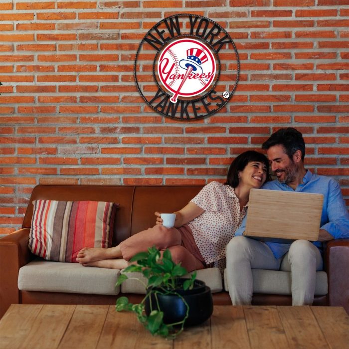 New York Yankees 24 inch Wrought Iron Wall Art - Image 5