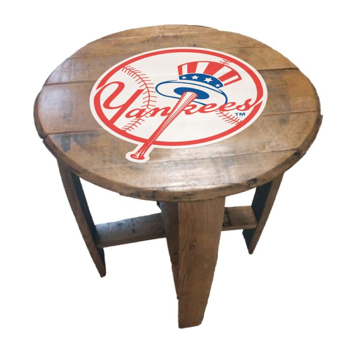 New York Yankees Oak Barrel Table - Image 3