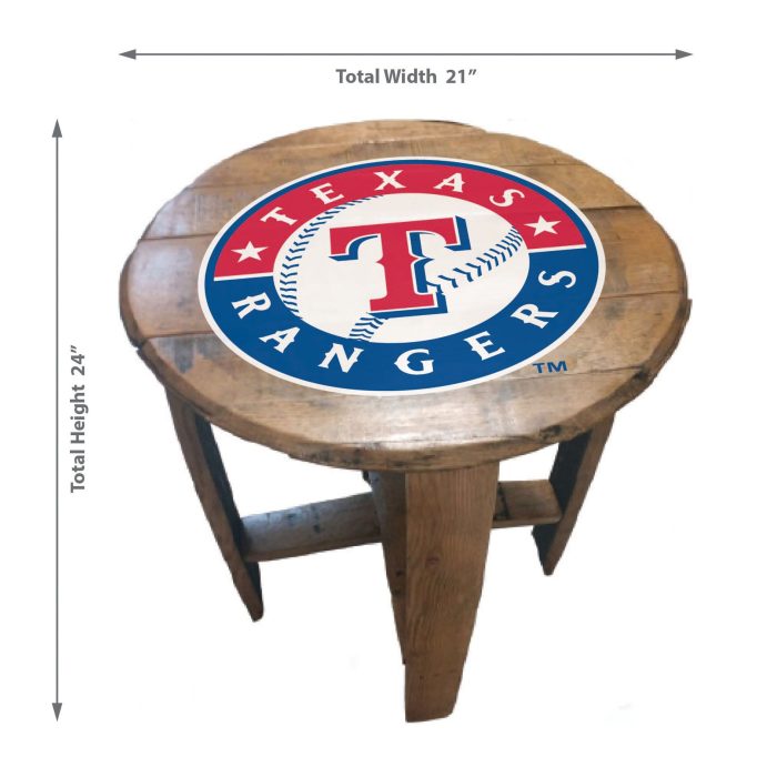 Texas Rangers Oak Barrel Table - Image 3