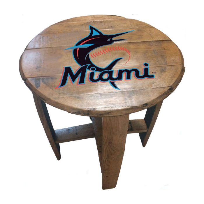 Miami Marlins Oak Barrel Table - Image 2