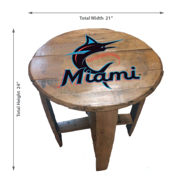 Miami Marlins Oak Barrel Table - Image 3