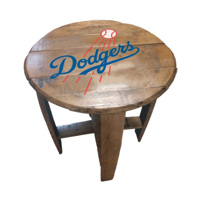 Los Angeles Dodgers Oak Barrel Table - Image 2
