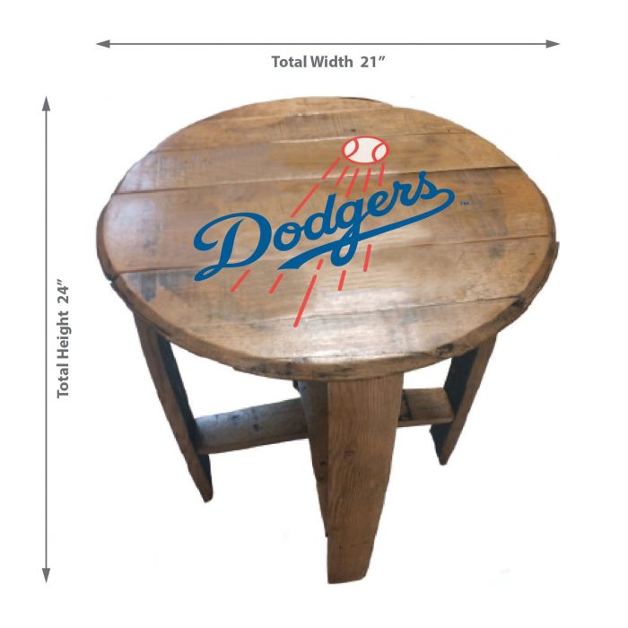 Los Angeles Dodgers Oak Barrel Table - Image 3
