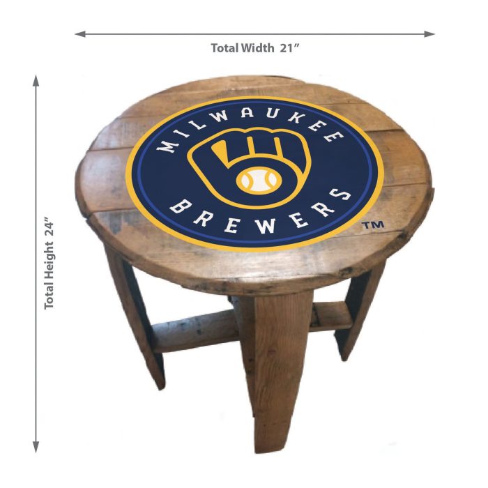 Milwaukee Brewers Oak Barrel Table - Image 3