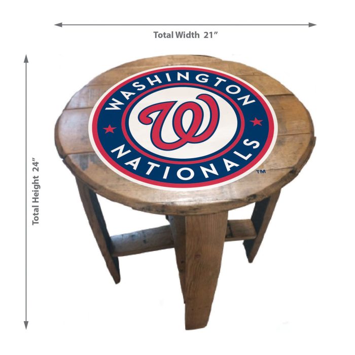 Washington Nationals Oak Barrel Table - Image 3