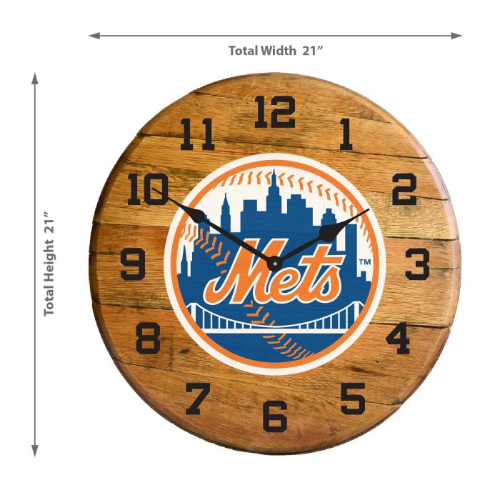 New York Mets Oak Barrel Clock - Image 3