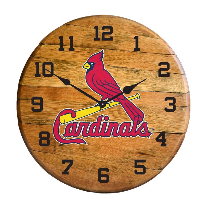 St. Louis Cardinals Oak Barrel Clock - Image 2