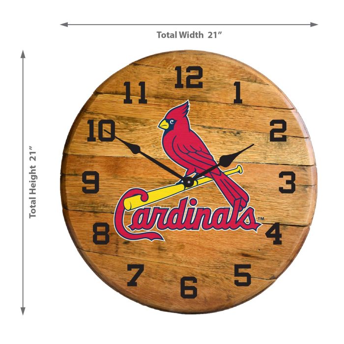 St. Louis Cardinals Oak Barrel Clock - Image 3