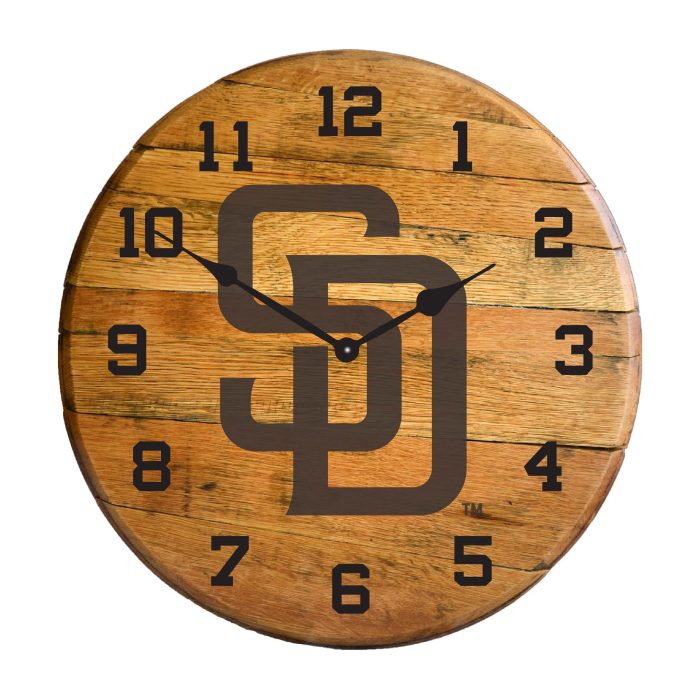 San Diego Padres Oak Barrel Clock - Image 2