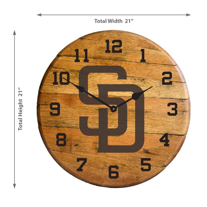 San Diego Padres Oak Barrel Clock - Image 3