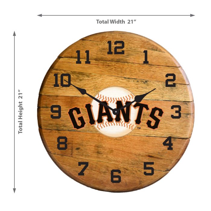 San Francisco Giants Oak Barrel Clock - Image 4