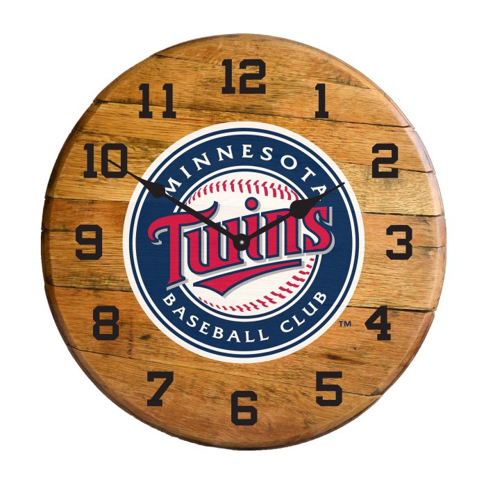 Minnesota Twins Oak Barrel Clock - Image 2