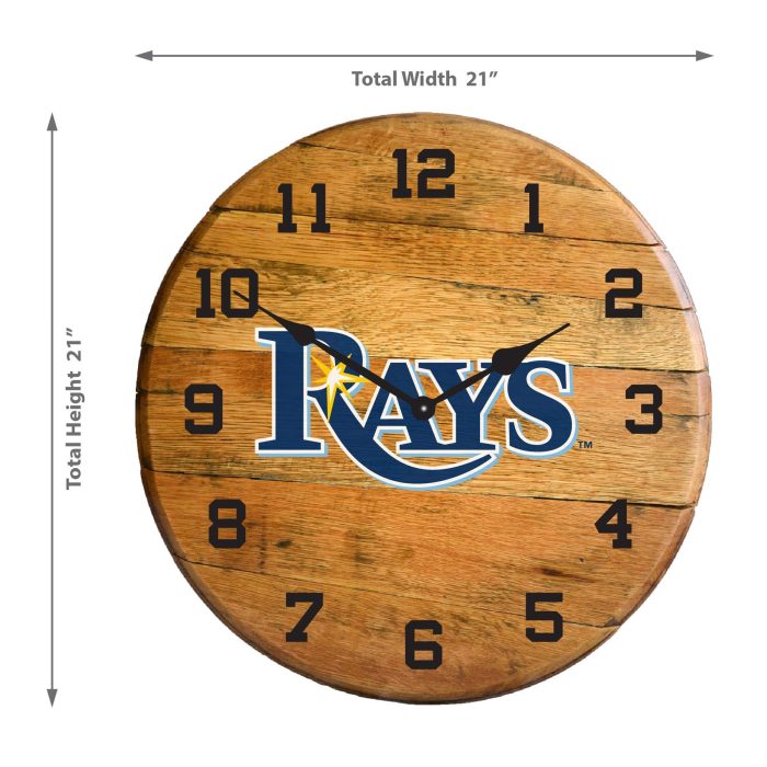 Tampa Bay Rays Oak Barrel Clock - Image 3