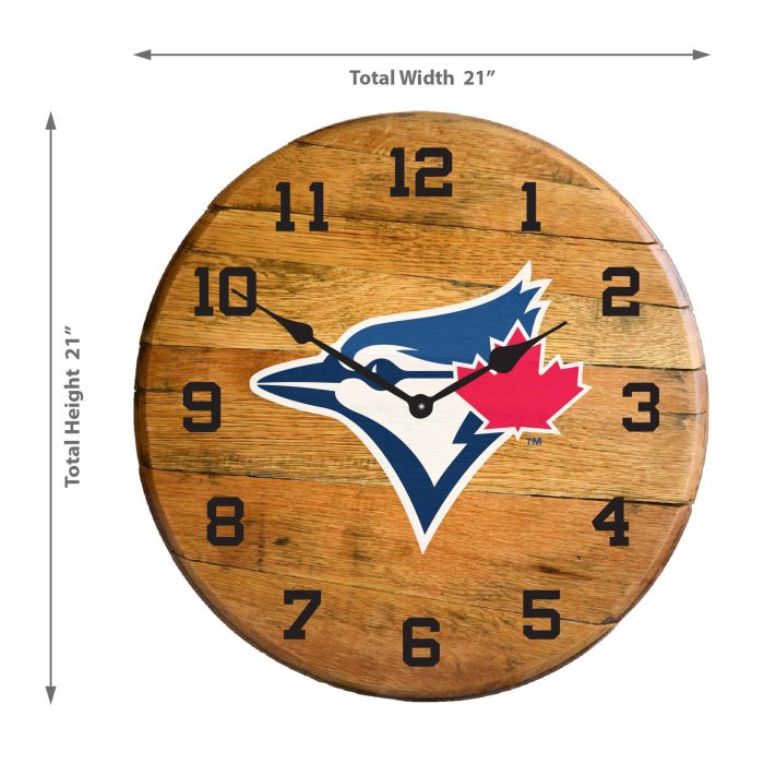 Toronto Blue Jays Oak Barrel Clock - Image 3