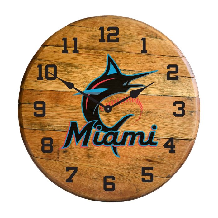Miami Marlins Oak Barrel Clock - Image 2