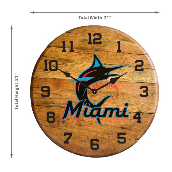 Miami Marlins Oak Barrel Clock - Image 3