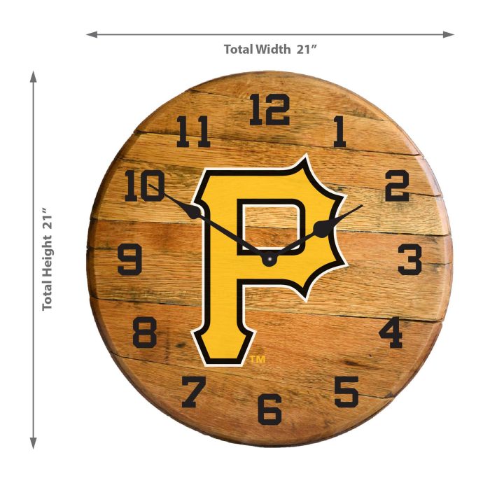 Pittsburgh Pirates Oak Barrel Clock - Image 3