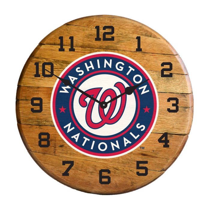 Washington Nationals Oak Barrel Clock - Image 2