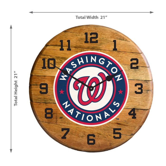 Washington Nationals Oak Barrel Clock - Image 3