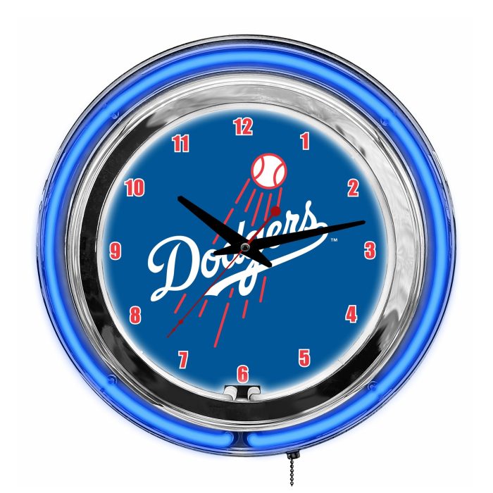 Los Angeles Dodgers 14 inch Neon Clock - Image 2
