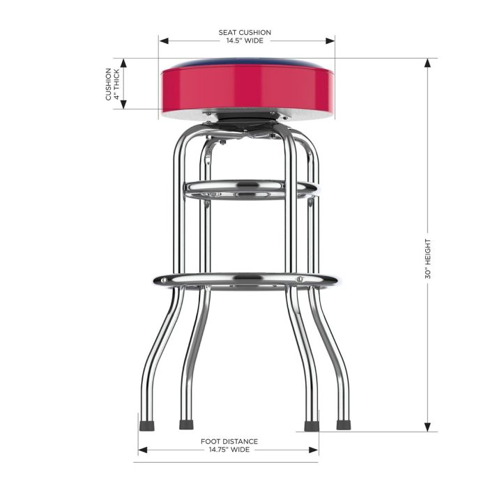 Texas Rangers Chrome Bar Stool - Image 5