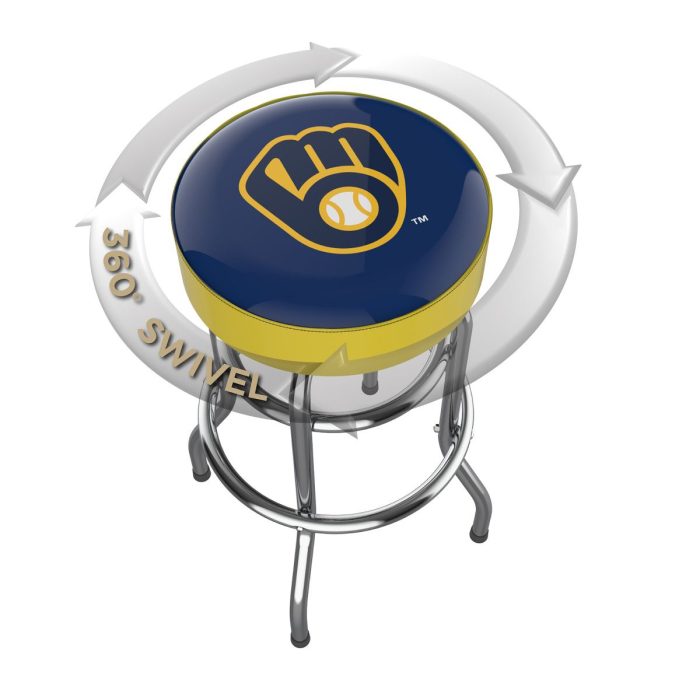 Milwaukee Brewers Chrome Bar Stool - Image 3