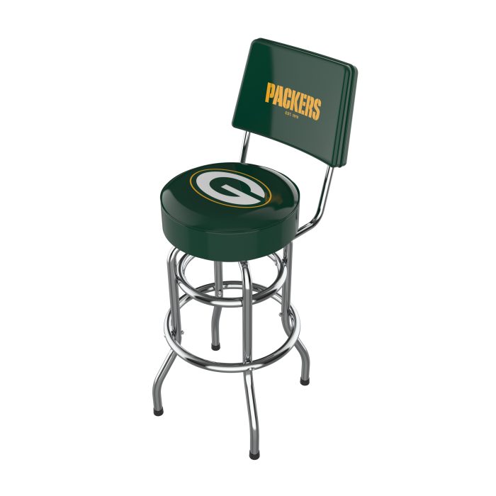 Green Bay Packers Chrome Bar Stool with Back - Image 2