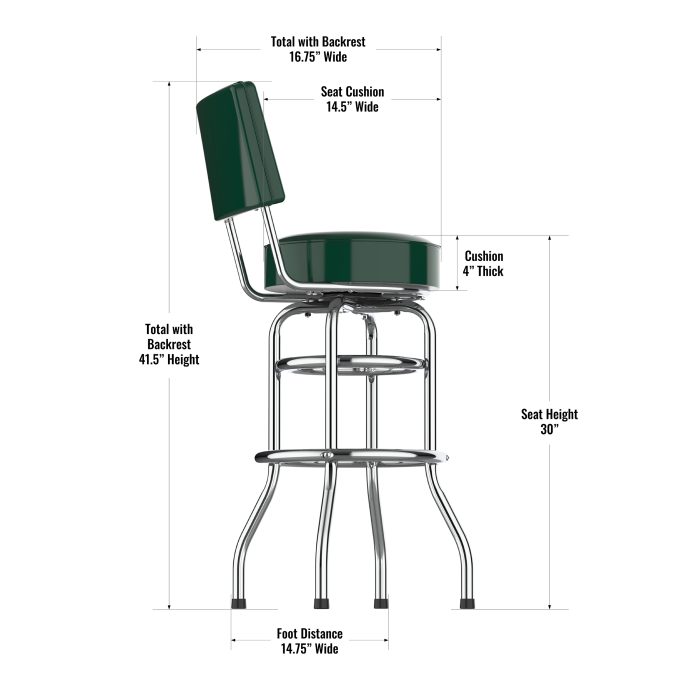 Green Bay Packers Chrome Bar Stool with Back - Image 4