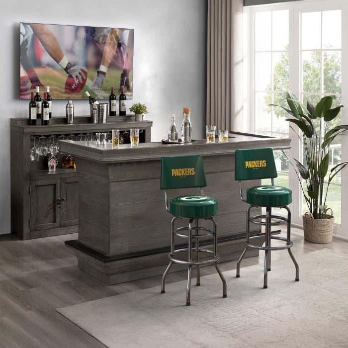 Green Bay Packers Chrome Bar Stool with Back - Image 5