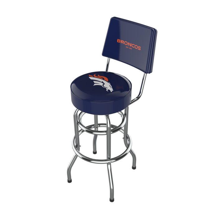 Denver Broncos Chrome Barstool with Back - Image 2
