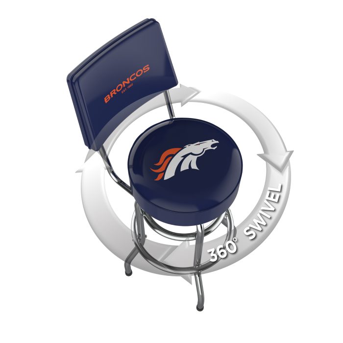 Denver Broncos Chrome Barstool with Back - Image 3