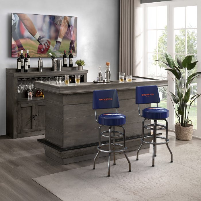 Denver Broncos Chrome Barstool with Back - Image 5