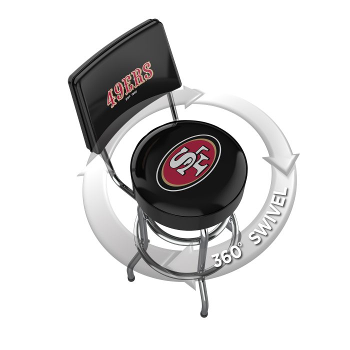 San Francisco 49ers Chrome Barstool with Back - Image 3