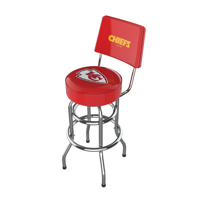 Kansas City Chiefs Chrome Barstool with Back - Image 2