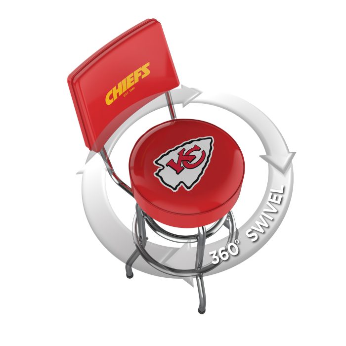 Kansas City Chiefs Chrome Barstool with Back - Image 3